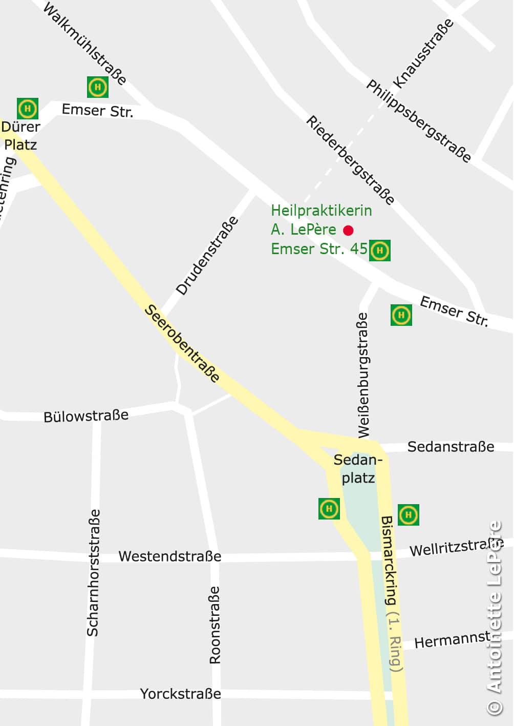 Anfahrt Karte zur Emser Strasse 45